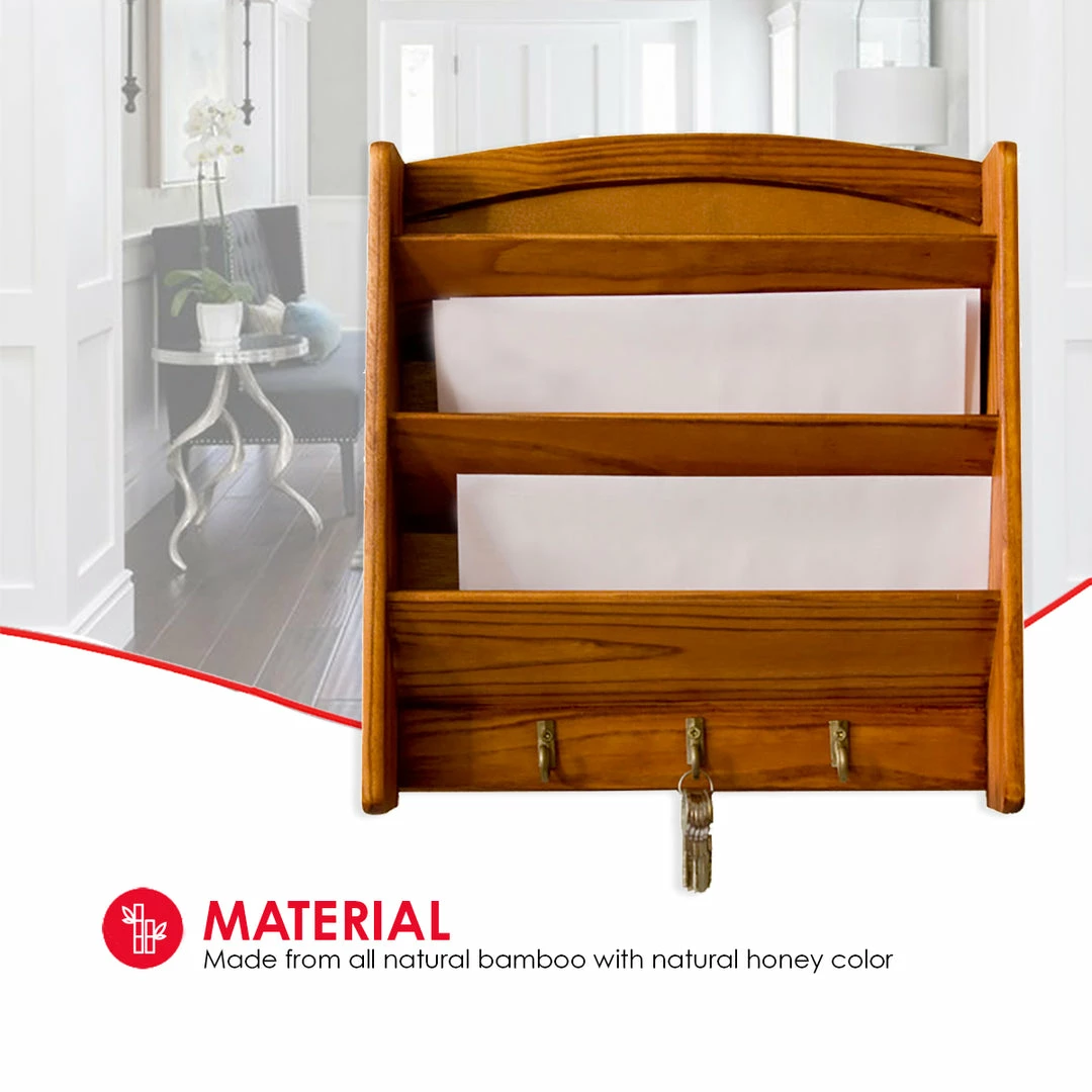 Buy ✨ Home Basics 3 Tier Pine Letter Rack with Key Hooks ⌛ 7 Buy ✨ Home Basics 3 Tier Pine Letter Rack with Key Hooks ⌛ - Image 5