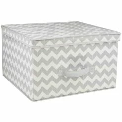 Coupon 😍 Home Basics Chevron Non-Woven Collapsible Multi-Purpose Jumbo Storage Box with Clear Window, Grey ⌛