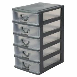 Cheap 💯 Home Basics 5 tier Plastic Drawer Organizer, Grey ⌛