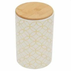 Outlet 🔔 Home Basics Vescia Large Ceramic Canister with Bamboo Top 😉