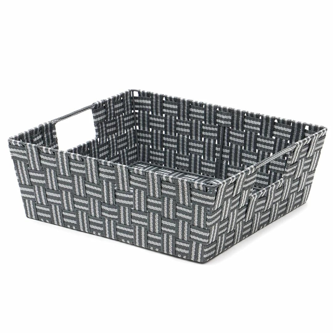 Best Sale β€οΈ Home Basics Stripe Woven Strap Large Storage Bin, Grey π 3 Best Sale β€οΈ Home Basics Stripe Woven Strap Large Storage Bin, Grey π