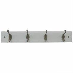 Coupon 😉 Home Basics 4 Double Hook Wall Mounted Hanging Rack, White 😉