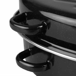 Wholesale 🧨 Home Basics Deep Oval Natural Non-Stick 14” Enameled Carbon Steel Roaster Pan with Lid, Black ✔️ -Home Basics Sales 98103a1239814a23a6b102a717e8c023 1080x