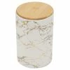 Cheapest 🧨 Home Basics Marble Like Large Ceramic Canister with Bamboo Top, White 🎉