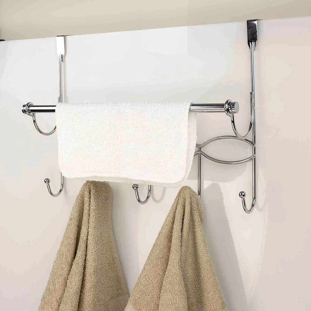 Outlet ๐ฏ Home Basics Chrome Plated Steel Over the Door Hanging Rack with Towel Bar โญ 6 Outlet ๐ฏ Home Basics Chrome Plated Steel Over the Door Hanging Rack with Towel Bar โญ - Image 4