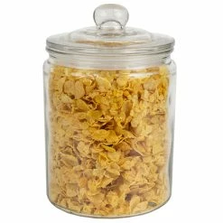 Brand new 👍 Home Basics Renaissance Collection Medium Glass Jar with Easy Grab Knob Handles, Clear ✔️