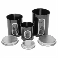 Hot Sale 🥰 Home Basics 3 Piece Stainless Steel Top Canisters with Windows, Black 🎉 -Home Basics Sales 9ea700ebef2a484591c51c7306778dd8 1080x
