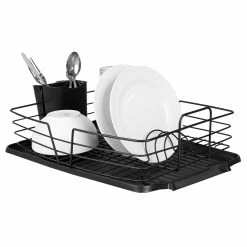 Buy 🔔 Home Basics Michael Graves Design Deluxe Dish Rack with Black Finish Wire and Removable Dual Compartment Utensil Holder, Black 🧨 -Home Basics Sales a1fff9d8131b44f79d131a988eb76c99 1080x