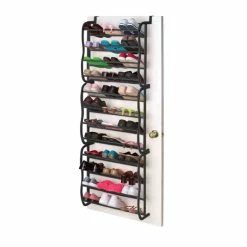 Best deal 🤩 Home Basics 36 Pair Over the Door Steel 👟 Shoe Rack, Black 🤩