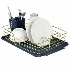 Best reviews of 🛒 Home Basics Michael Graves Design Deluxe Dish Rack with Gold Finish Wire and Removable Dual Compartment Utensil Holder, Navy Blue/Gold 🔥 -Home Basics Sales a5ef51f768be4e5abba486913a82c3f6 220b8bf6 f800 486b b6eb 265b32040fb3 1080x