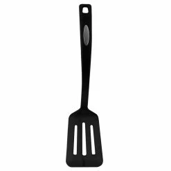 Deals ๐ฏ Home Basics Flexible Nylon Non-Stick Slotted Spatula with Curved Handle, Black ๐
