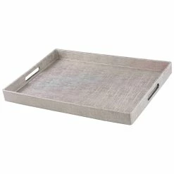 Outlet 🛒 Home Basics Metallic Weave Serving Tray with Cut-Out Handles, Silver 🛒