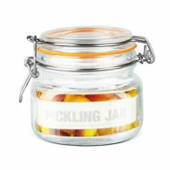Hot Sale ✨ Home Basics 14 oz. Glass Pickling Jar with Wire Bail Lid and Rubber Seal Gasket ❤️