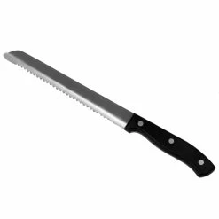 Promo 👍 Home Basics 8" Stainless Steel Bread Knife with Contoured Bakelite Handle, Black 👏