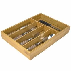 Cheap 💯 Home Basics Bamboo Cutlery Tray 🔥