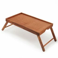 Wholesale 🎉 Home Basics Folding Multi-Purpose Rustic Bed Tray with Carved Handles, Pine 😍