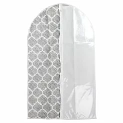 Outlet 👏 Home Basics Arabesque Non-Woven Suit Bag with Clear Plastic Panel, White 🤩