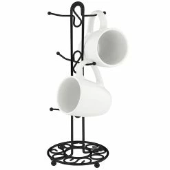 Best Sale 😉 Home Basics Scroll Collection Steel Mug Tree, Black ⭐