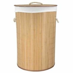 Cheapest 🔥 Home Basics Round Foldable Bamboo Hamper, Natural 🌟