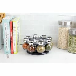 New ✔️ Home Basics Contemporary Low Profile Revolving 8-Jar Spice Rack Set, Black 🧨 -Home Basics Sales afecb16333a0437b8e3400f50b4f7d9b 1080x