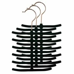 Discount 💯 Home Basics 6 Tier Non-Slip Velvet Tie Hanger, Black 🥰