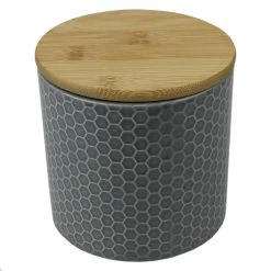 Brand new ✔️ Home Basics Honeycomb Small Ceramic Canister, Grey ❤️ -Home Basics Sales b83024fad34644348aaa6f9b76086365 1080x