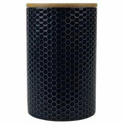 Top 10 ⭐ Home Basics Honeycomb Large Ceramic Canister, Navy ❤️