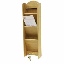 Best deal 😍 Home Basics 3 Tier Bamboo Letter Rack with Key Hooks 🌟