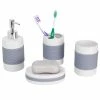 Coupon ⭐ Home Basics 4 Piece Bath Accessory Set With Rubber Grips 🔥