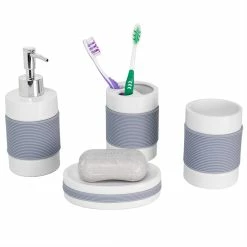 Coupon โญ Home Basics 4 Piece Bath Accessory Set With Rubber Grips ๐ฅ