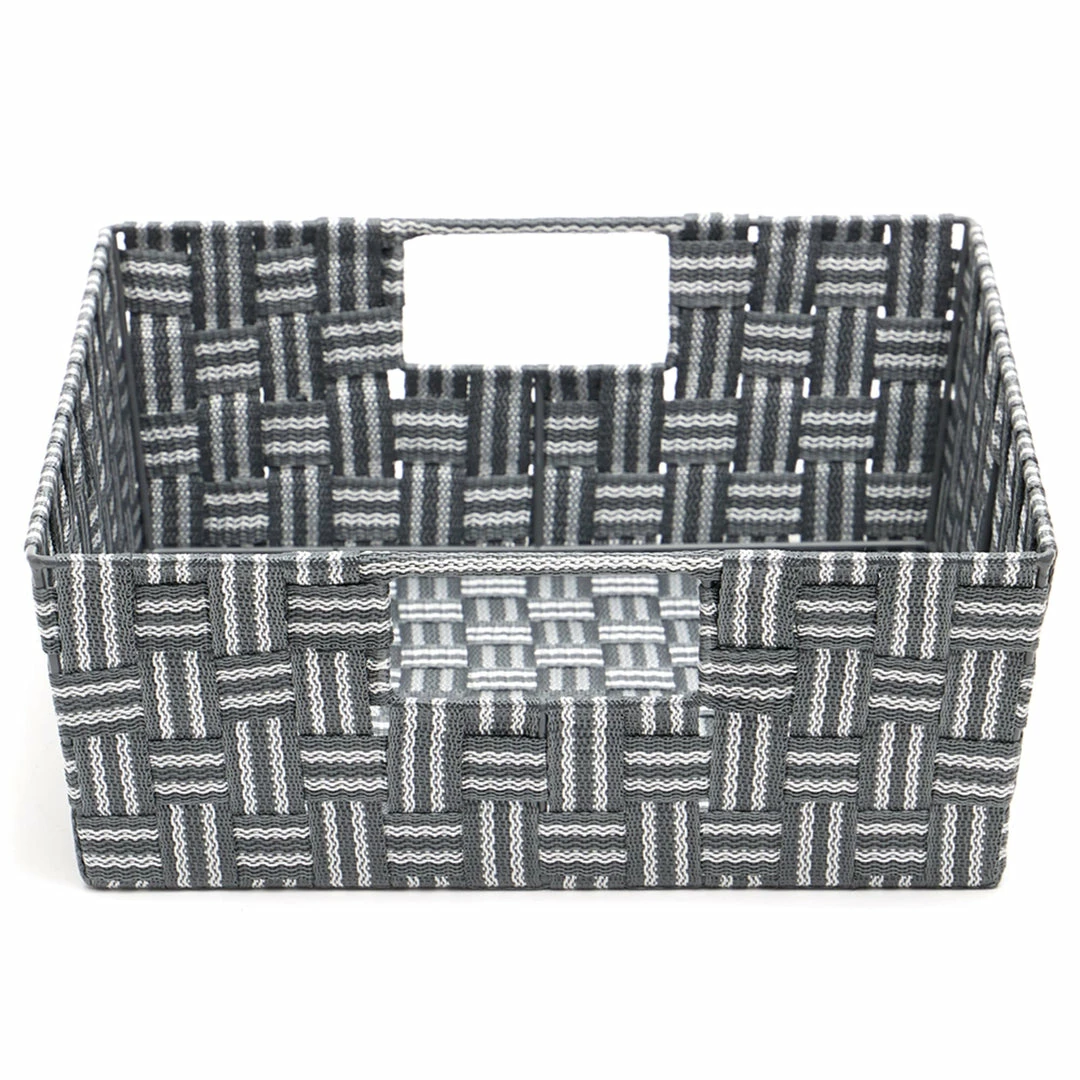 Best Sale β€οΈ Home Basics Stripe Woven Strap Large Storage Bin, Grey π 5 Best Sale β€οΈ Home Basics Stripe Woven Strap Large Storage Bin, Grey π - Image 3