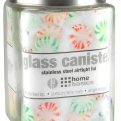 Promo 🤩 Home Basics 56 oz. Square Glass Canister with Brushed Stainless Steel Screw-on Lid Clear ⭐