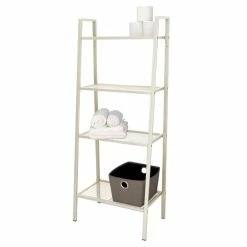 Flash Sale 😀 Home Basics Medium 4 Tier Metal Rack, (24” x 14” x 58), Off-White 🔔