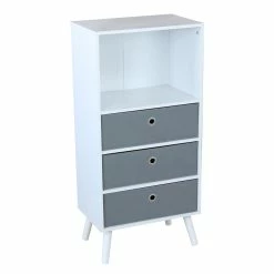 Promo ✔️ Home Basics 3 Cube Shelf with Three Bins, White 🔔