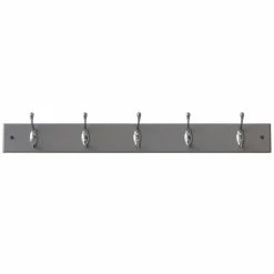 Outlet 👏 Home Basics 5 Double Hook Wall Mounted Hanging Rack, Grey ⭐
