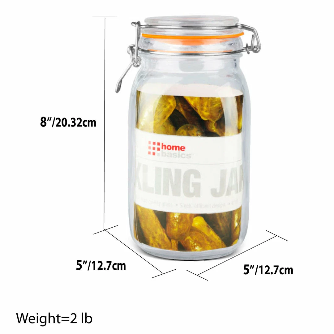 Cheapest 😍 Home Basics 47 oz. Glass Pickling Jar with Wire Bail Lid and Rubber Seal Gasket ⌛ 5 Cheapest 😍 Home Basics 47 oz. Glass Pickling Jar with Wire Bail Lid and Rubber Seal Gasket ⌛ - Image 3