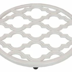 Promo 😀 Home Basics Lattice Collection Cast Iron Trivet, White ✨