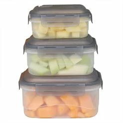 Buy 💯 Home Basics Locking Rectangle Food Storage Containers with Grey Steam Vented Lids, (Set of 6) ❤️