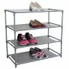 Promo 🎉 Home Basics 12 Pair Non-Woven Multi-Purpose Stackable Free-Standing 👟 Shoe Rack, Grey 👏