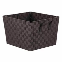 Hot Sale 🎁 Home Basics X-Large Polyester Woven Strap Open Bin, Brown 🔥