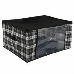 Flash Sale ✔️ Home Basics Plaid Non-Woven Blanket Bag with See-through Window, Black ✨