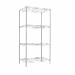 New ✨ Home Basics 4 Tier Commercial Grade Steel Multi-Purpose Adjustable Wire Shelving Unit with 50 lb Weight Capacity Per Shelf, White 😉