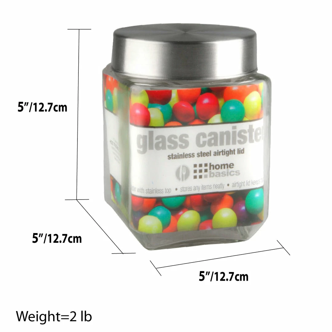 Best Sale 👍 Home Basics 40 oz. Square Glass Canister with Brushed Stainless Steel Screw-on Lid Clear 🎉 5 Best Sale 👍 Home Basics 40 oz. Square Glass Canister with Brushed Stainless Steel Screw-on Lid Clear 🎉 - Image 3