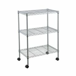 Brand new 😉 Home Basics 3 Tier Wire Shelf Rack with Wheels, Chrome 🛒