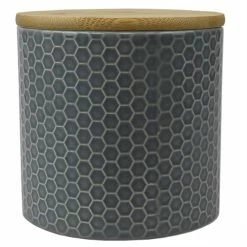 Brand new ✔️ Home Basics Honeycomb Small Ceramic Canister, Grey ❤️