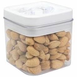 Coupon 🎁 Home Basics 1 Liter Twist 'N Lock Air-Tight Square Plastic Canister, White 🛒