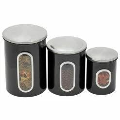 Hot Sale 🥰 Home Basics 3 Piece Stainless Steel Top Canisters with Windows, Black 🎉 -Home Basics Sales d3181e8f8f8046d5a24a6c0e73e49f7a 1080x