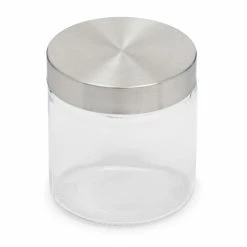 Cheap ✨ Home Basics Small 25 oz. Round Glass Canister with Air-Tight Stainless Steel Twist Top Lid, Clear ✔️