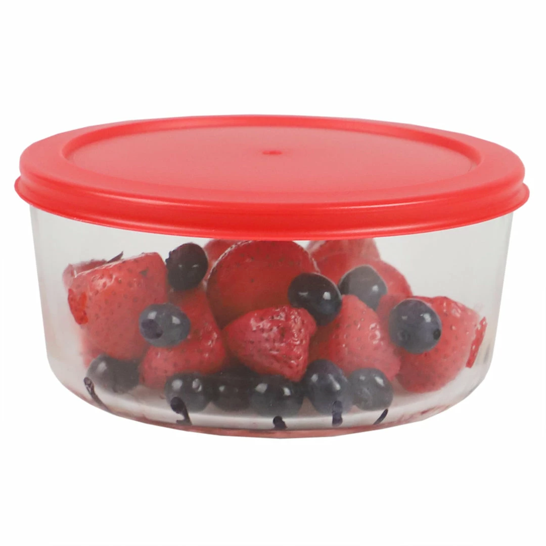 Outlet 🌟 Home Basics Round 32 oz. Borosilicate Glass Food Storage Container with Red Lid 🎉 5 Outlet 🌟 Home Basics Round 32 oz. Borosilicate Glass Food Storage Container with Red Lid 🎉 - Image 3