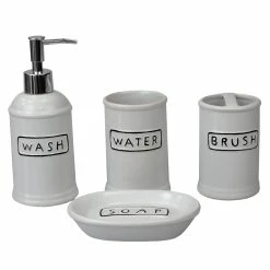 New 😍 Home Basics 4 Piece Ceramic Bath Accessory Set, White 😉
